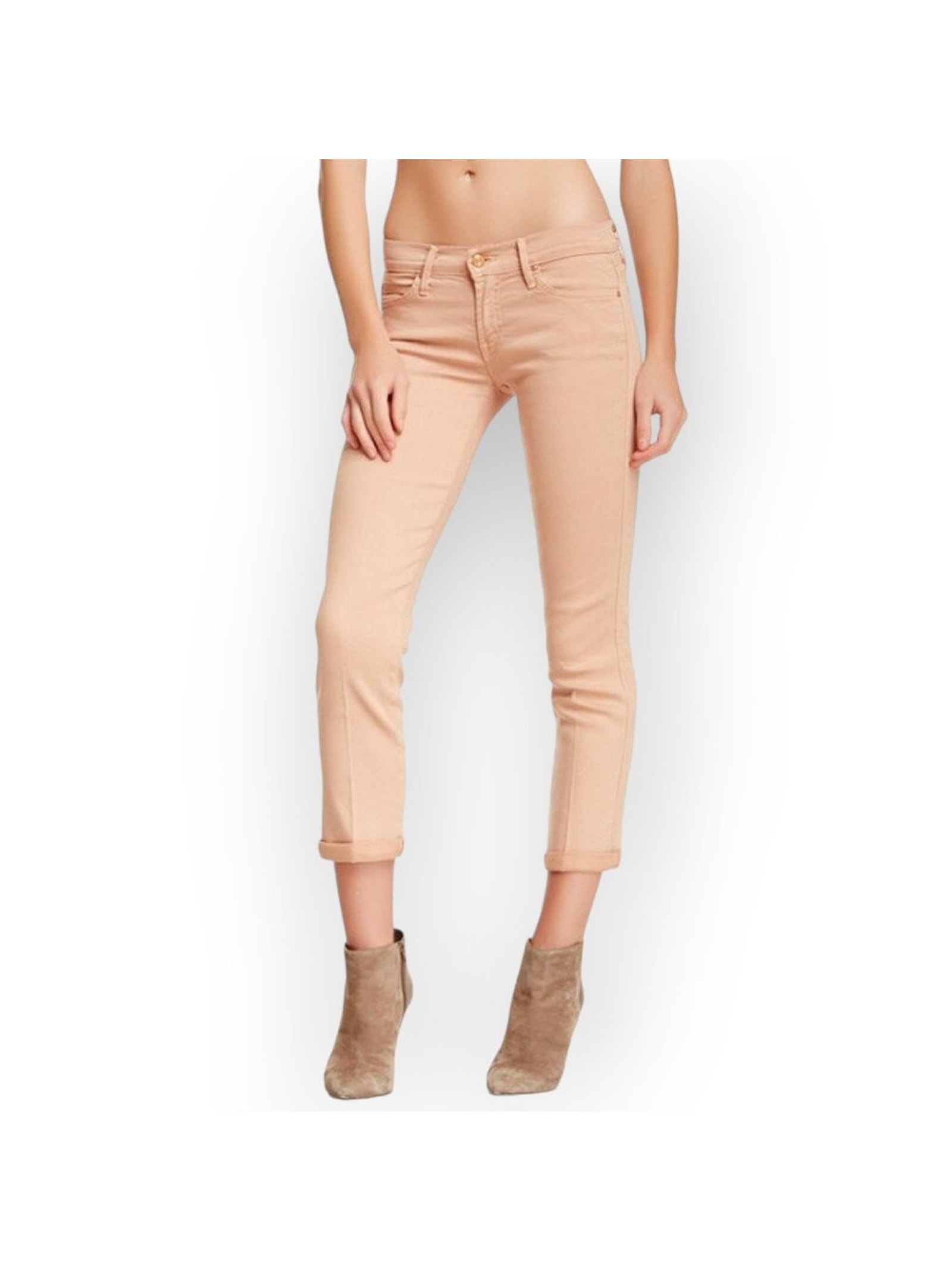 Mother Rascal Cuff Pop! Jeans Size 25 Just Peachy Pink Straight Leg Denim